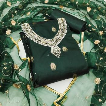 green organza woven dress material 1