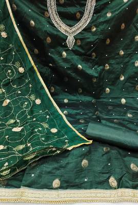 green organza woven dress material 2