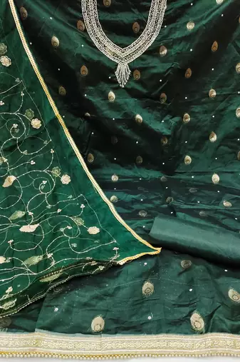 green organza woven dress material