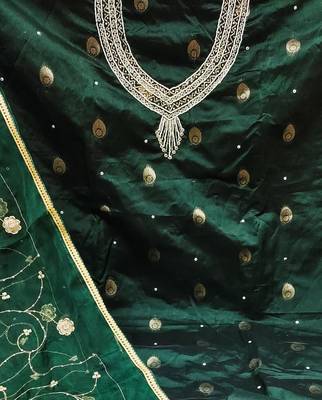 green organza woven dress material 4