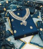 teal organza woven dress material