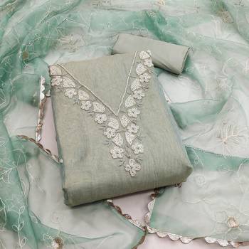 grey cotton hand embroidery dress material 1