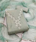 grey cotton hand embroidery dress material