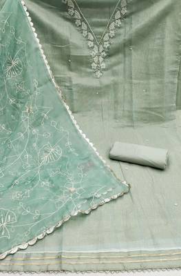 grey cotton hand embroidery dress material 2