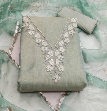 grey cotton hand embroidery dress material 3