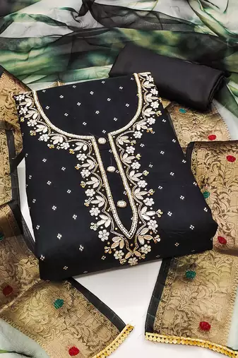 black cotton woven dress material