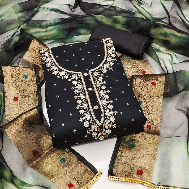 black cotton woven dress material