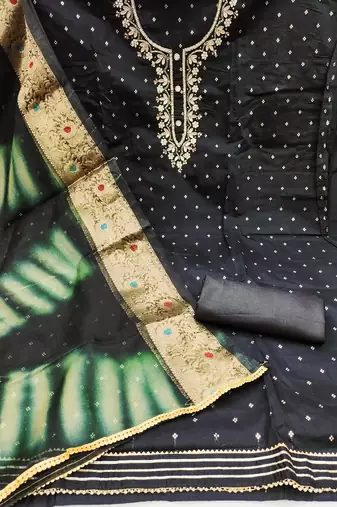black cotton woven dress material