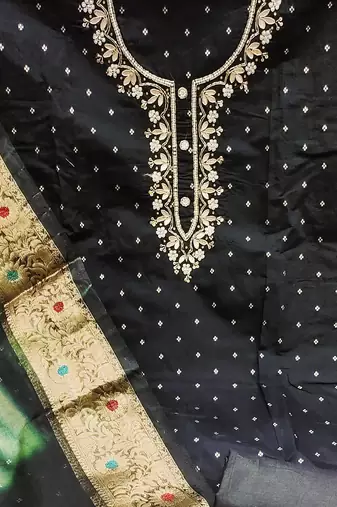 black cotton woven dress material