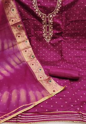 magenta cotton woven dress material 2