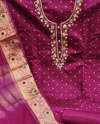 magenta cotton woven dress material 4