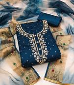 teal cotton woven dress material