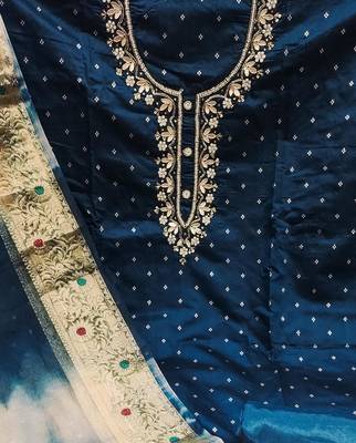 teal cotton woven dress material 4