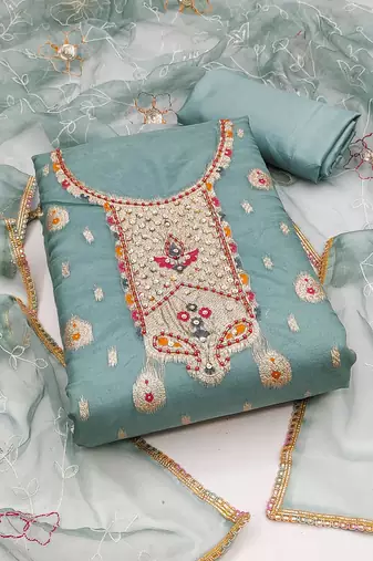 sea green organza woven dress material