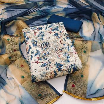 cream cotton hand embroidery dress material 1