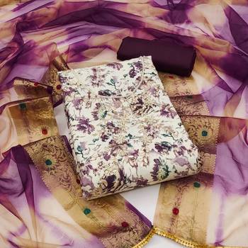 cream cotton hand embroidery dress material 1