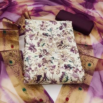 cream cotton hand embroidery dress material 3