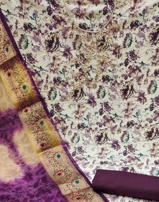 cream cotton hand embroidery dress material 4