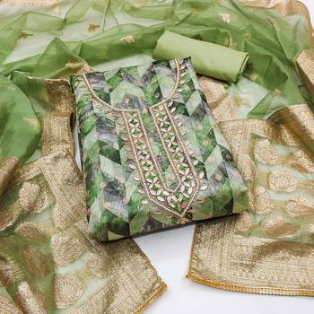 green organza woven dress material 1