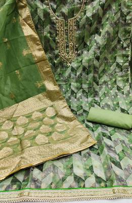 green organza woven dress material 2