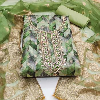 green organza woven dress material 3