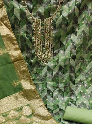green organza woven dress material 4