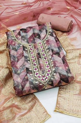 purple organza woven dress material