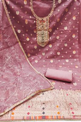 pink organza woven dress material 2