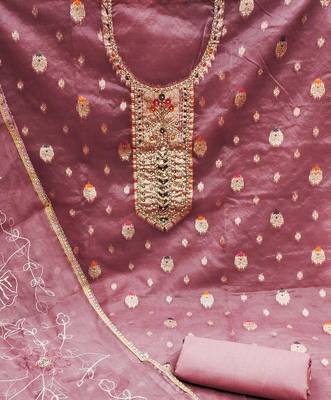pink organza woven dress material 4