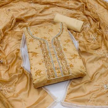 beige cotton woven dress material 1