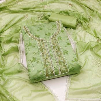 green cotton woven dress material 1