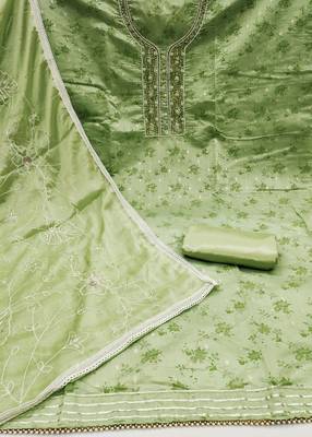 green cotton woven dress material 2