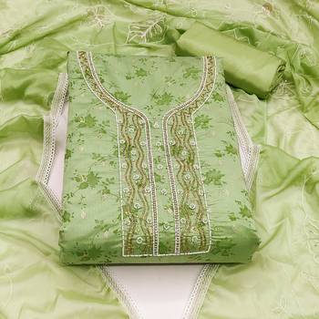 green cotton woven dress material 3