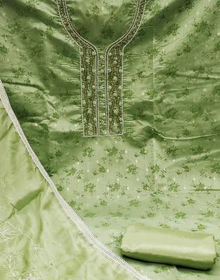 green cotton woven dress material 4