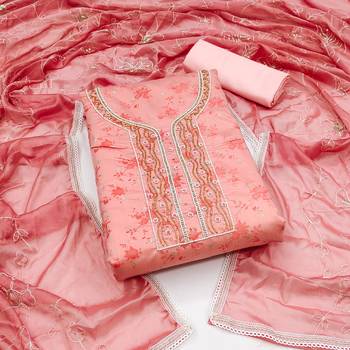 peach cotton woven dress material 1
