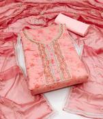 peach cotton woven dress material