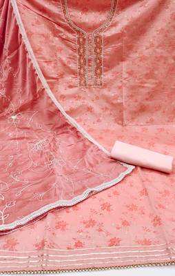 peach cotton woven dress material 2