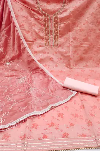 peach cotton woven dress material