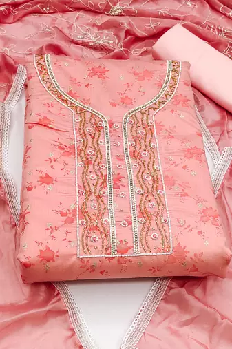 peach cotton woven dress material