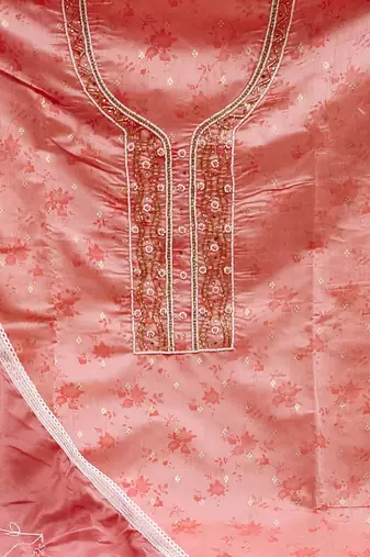 peach cotton woven dress material
