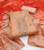 peach organza woven dress material