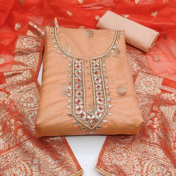 peach organza woven dress material 3