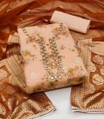 peach cotton hand embroidery dress material