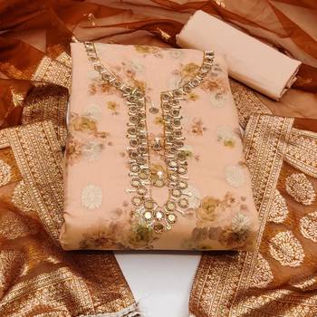 peach cotton hand embroidery dress material 3