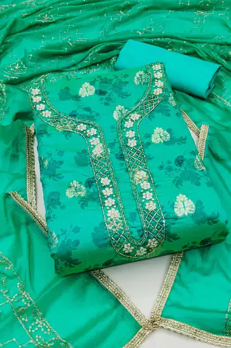 sea green cotton woven dress material