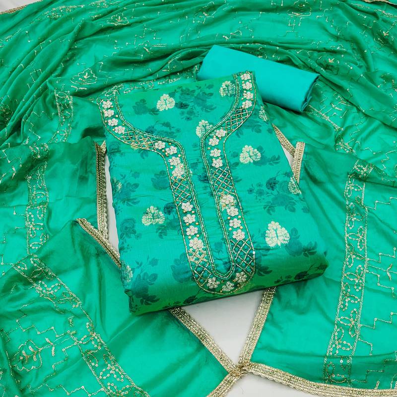 sea green cotton woven dress material