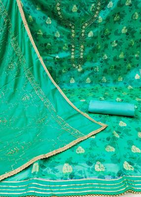 sea green cotton woven dress material 2