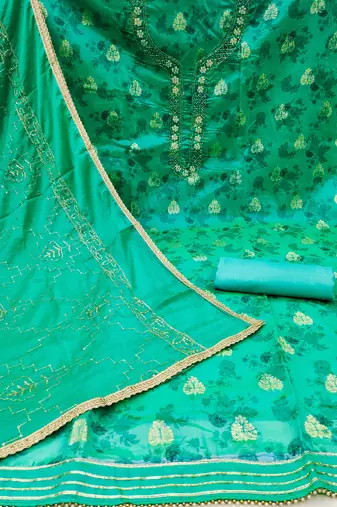 sea green cotton woven dress material