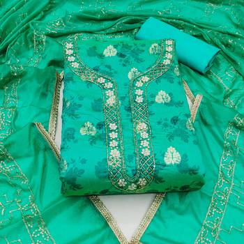 sea green cotton woven dress material 3