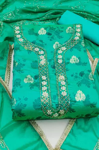 sea green cotton woven dress material